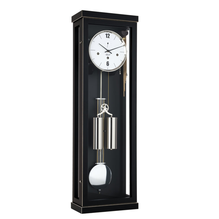 Hermle Black Forest Nickel-Plated Wall Clock with Glass Panels