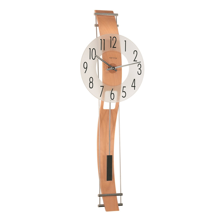 Hermle 32" Brown and Silver Beech Wood Pendulum Wall Clock