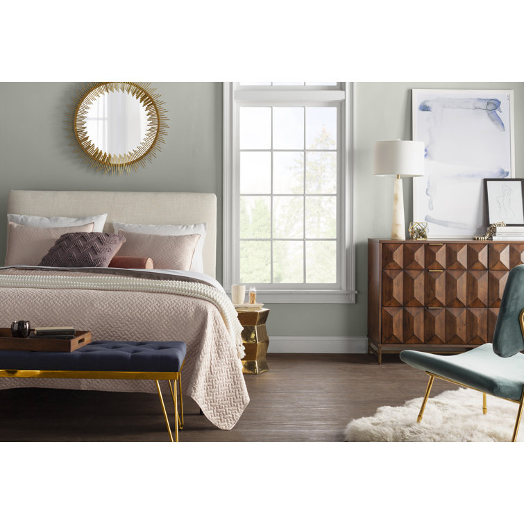 Classic Black Linen Upholstered Queen Headboard with Solid Wood Frame