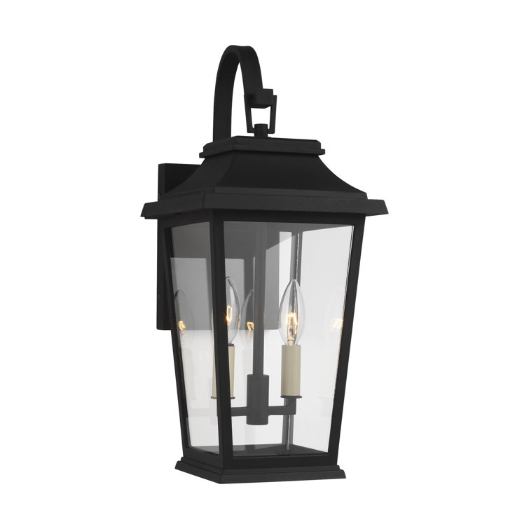 Warren Textured Black 2-Light Dimmable Outdoor Lantern with Clear Panels