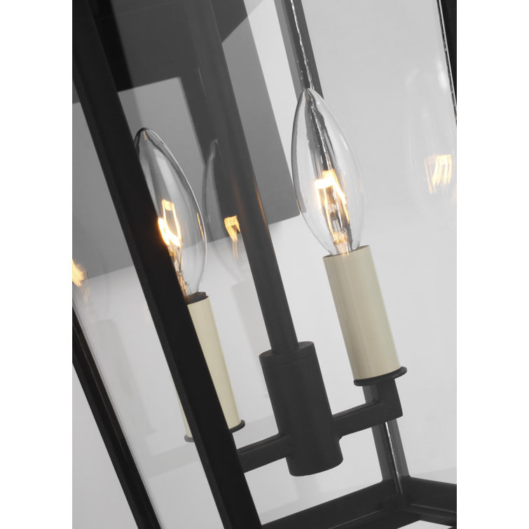 Warren Textured Black 2-Light Dimmable Outdoor Lantern with Clear Panels