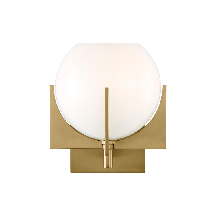 Abbott Retro-Inspired Burnished Brass Wall Sconce with Milk Glass Shade