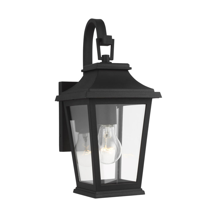 Warren Textured Black Dimmable Lantern Sconce with Clear Panels