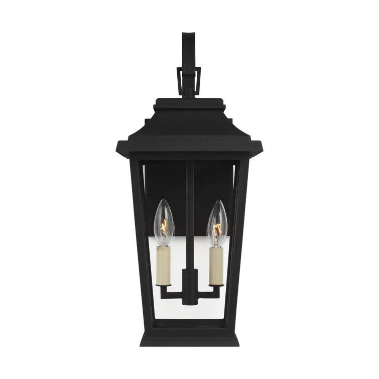 Warren Textured Black 2-Light Dimmable Outdoor Lantern with Clear Panels
