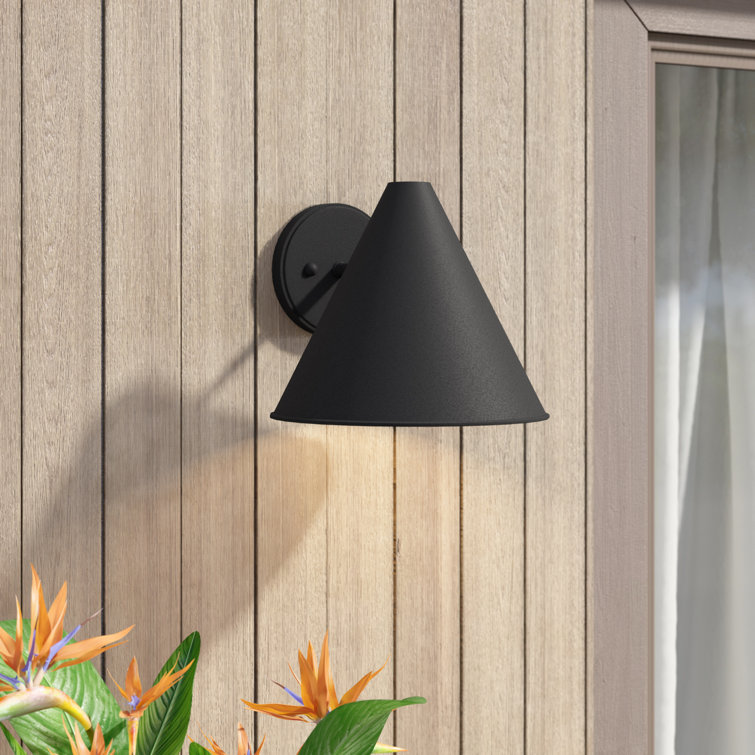 Black Aluminum Mid-Century Modern Outdoor Wall Sconce