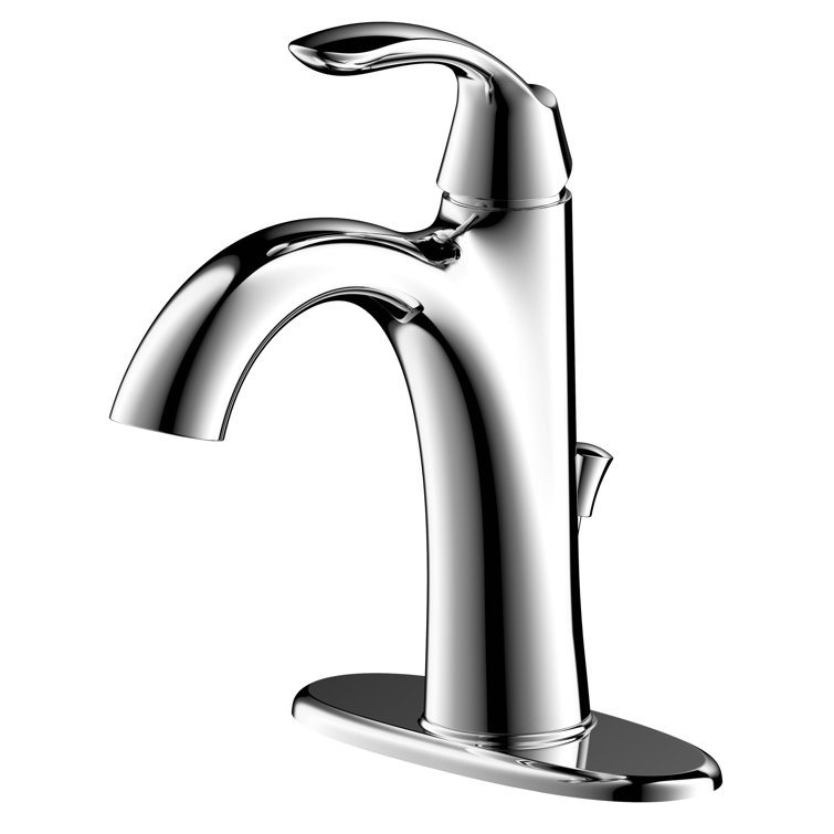 Chrome Single-Hole Single-Handle Bathroom Faucet with Drain Assembly