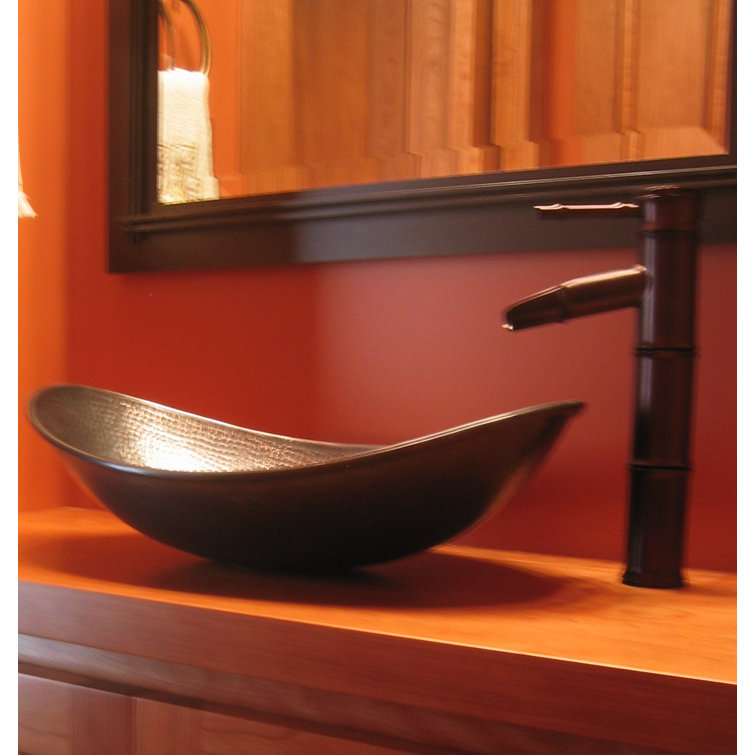 Antique Dark Copper Canoe Shaped Vessel Sink