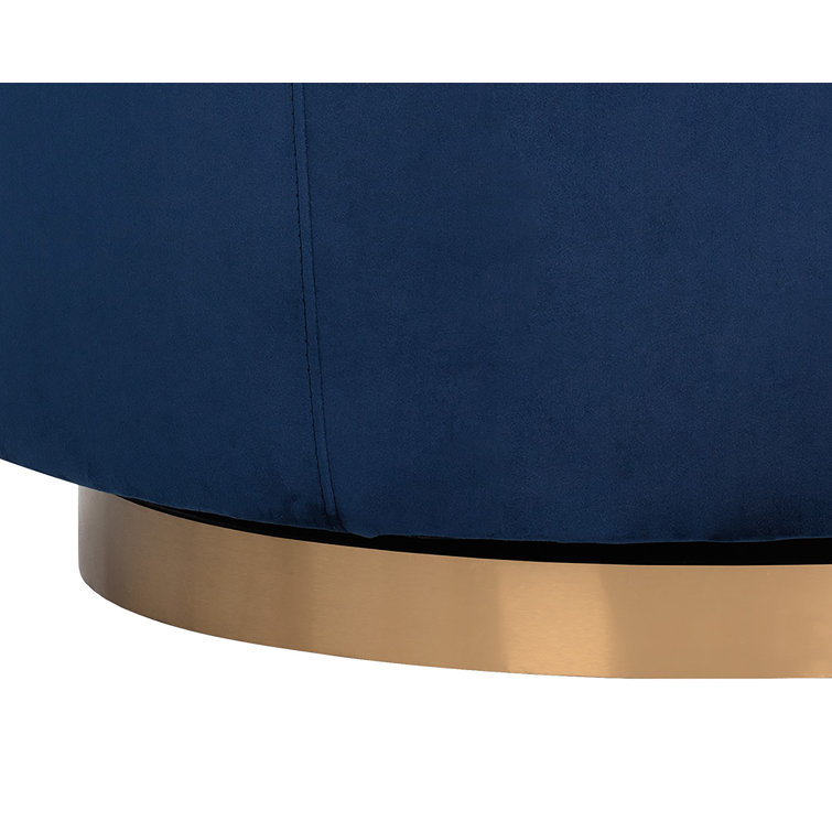 Navy Blue Velvet Barrel Swivel Accent Chair with Gold Base