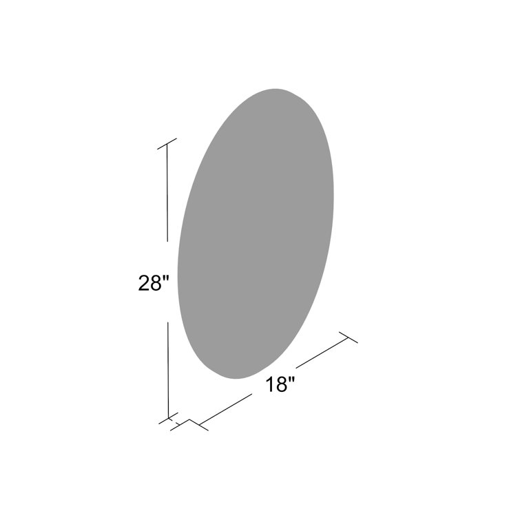 Frameless Oval Beveled Glass Wall Mirror, 39" x 27"