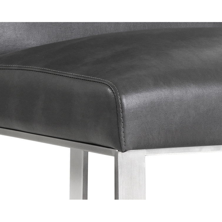 Contemporary Gray Faux Leather Side Chair with Metal Frame