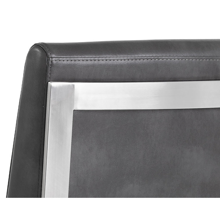 Contemporary Gray Faux Leather Side Chair with Metal Frame
