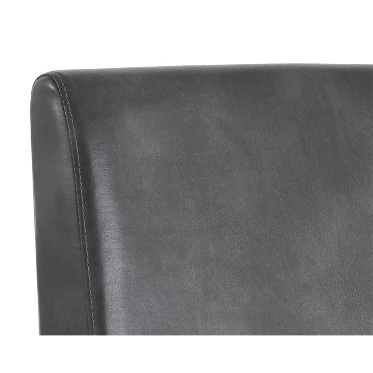 Contemporary Gray Faux Leather Side Chair with Metal Frame