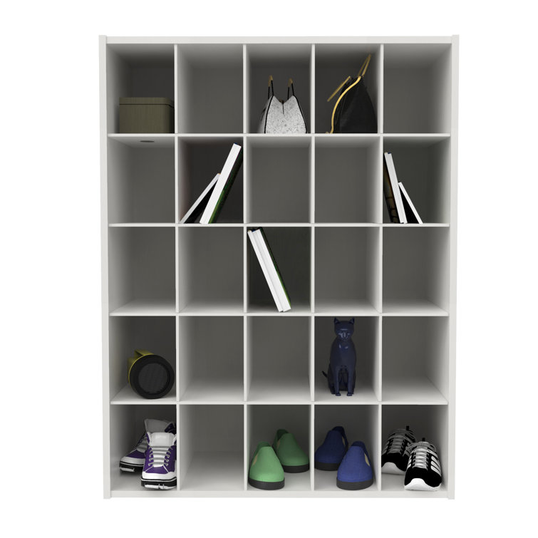 White Stackable 25-Compartment Shoe Organizer