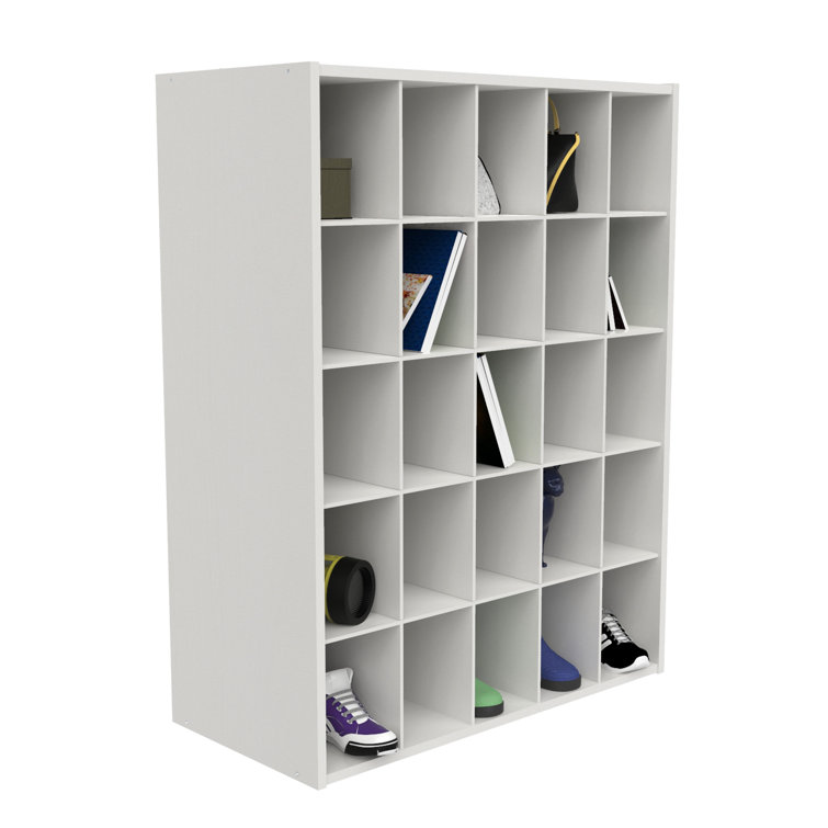 White Stackable 25-Compartment Shoe Organizer