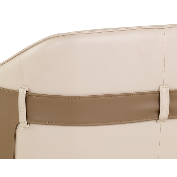 Napa Beige and Tan Faux Leather Upholstered Arm Chair with Black Metal Base
