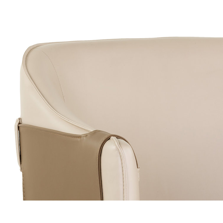 Napa Beige and Tan Faux Leather Upholstered Arm Chair with Black Metal Base