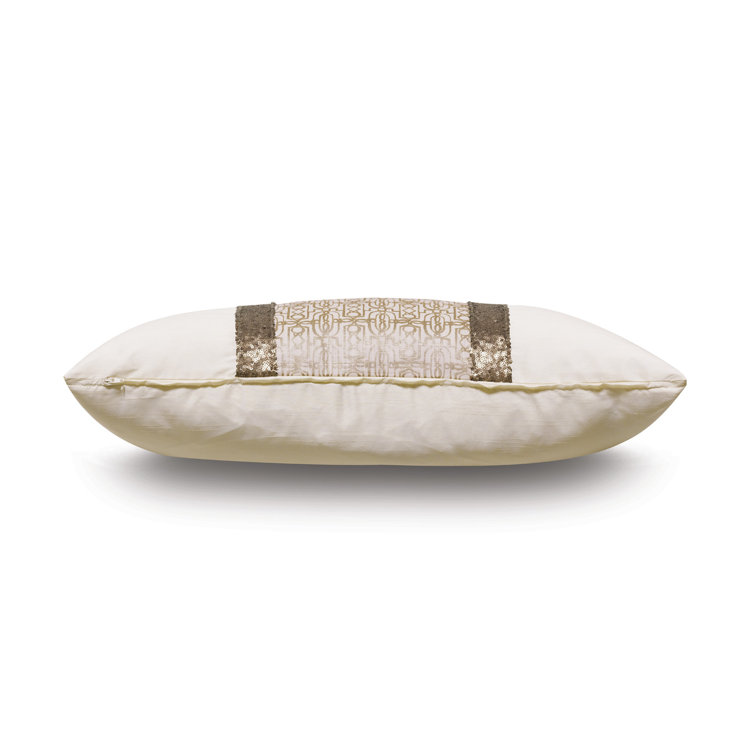 Ivory and Gold Art-Deco Rectangular Polyester Pillow