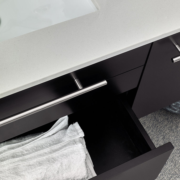 Espresso 36" Wall-Mounted Single Sink Vanity with Quartz Top
