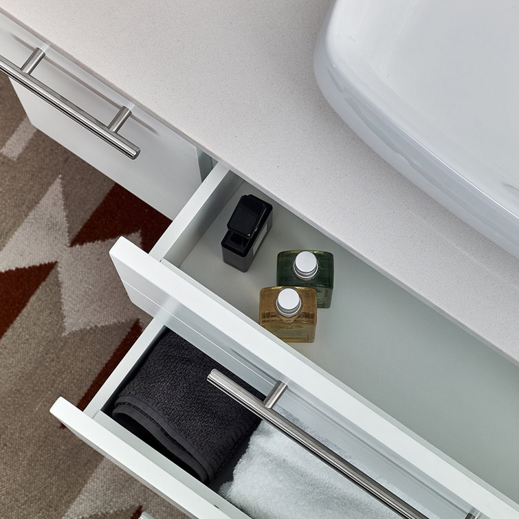 Lucera 36" White Wall Mounted Single Vessel Sink Vanity