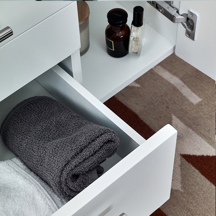 72" White Modern Wall-Mount Double Vanity with Quartz Top