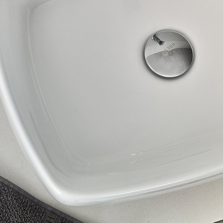 Lucera 36" White Quartz Stone Wall-Mount Vanity with Vessel Sink