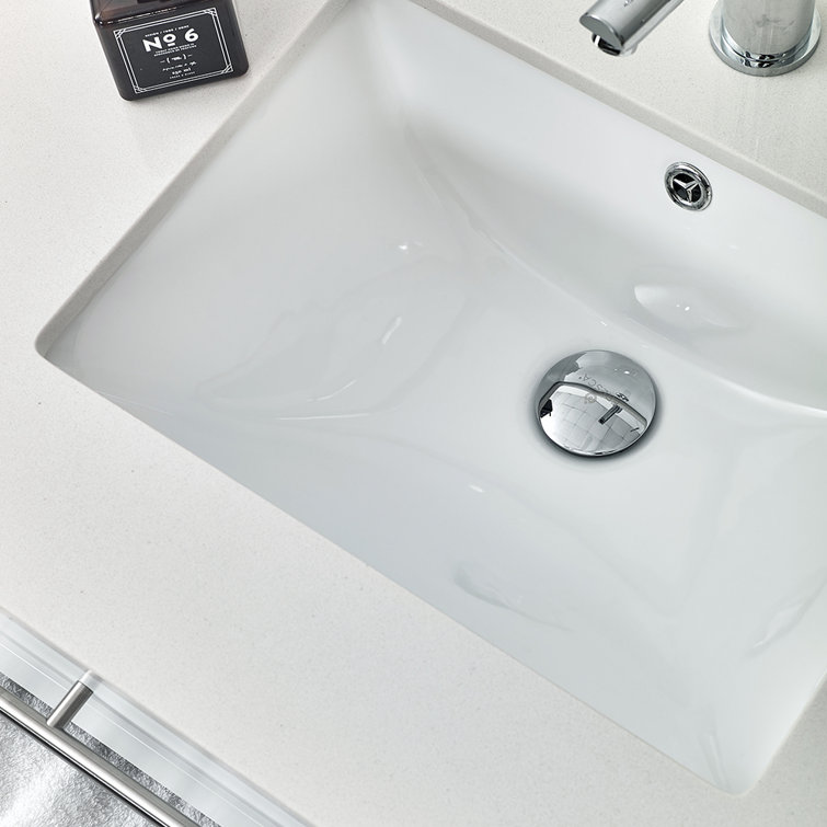 72" White Modern Wall-Mount Double Vanity with Quartz Top