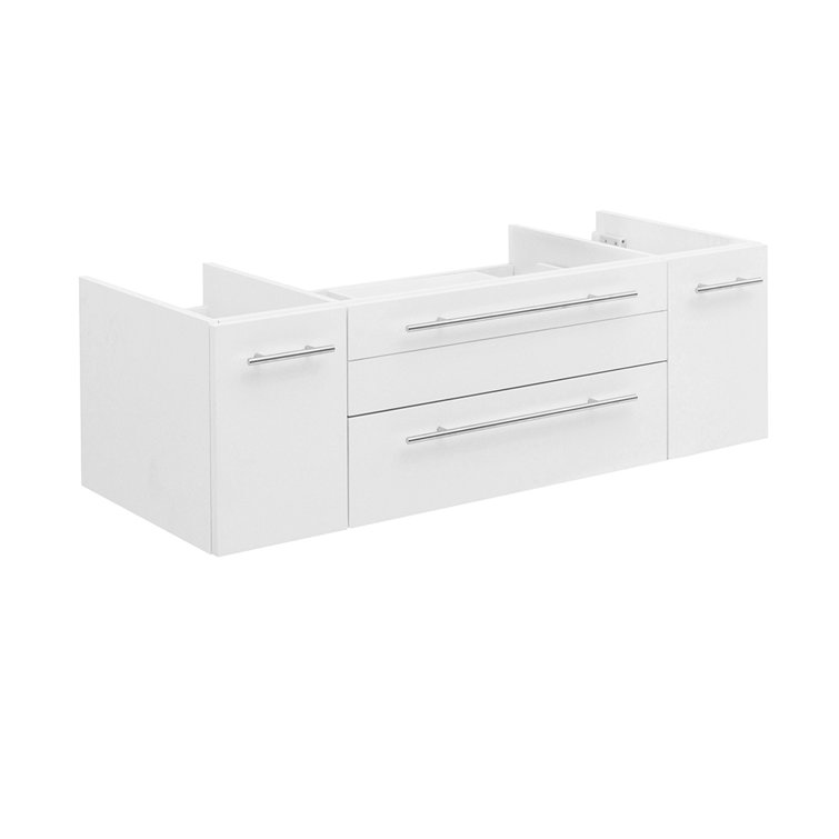 Lucera 48" White Wall-Mount Double Vessel Sink Vanity Base