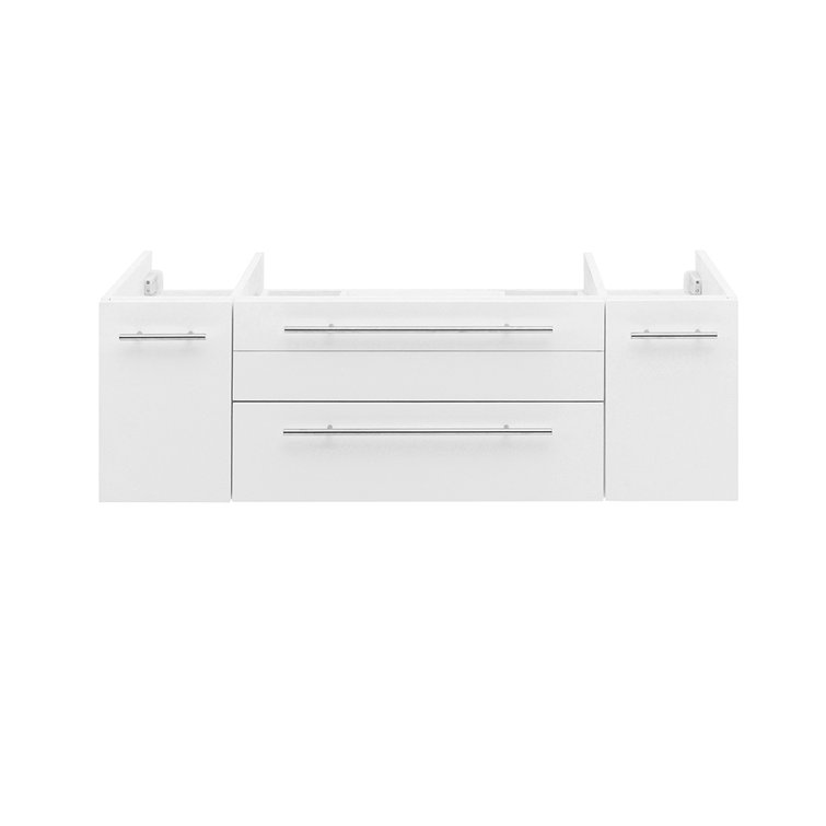 Lucera 48" White Wall-Mount Double Vessel Sink Vanity Base