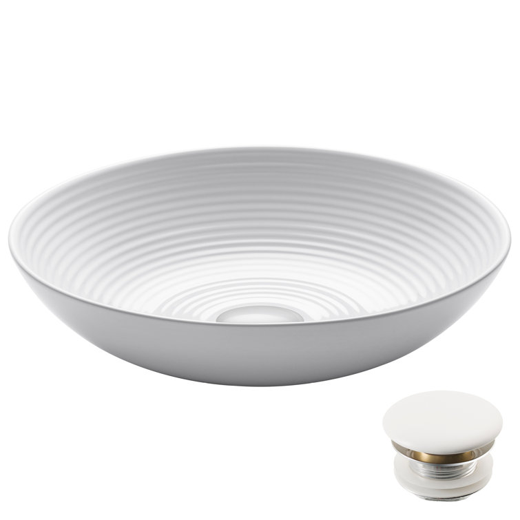 Viva Round White Ceramic Vessel Sink with Pop-Up Drain
