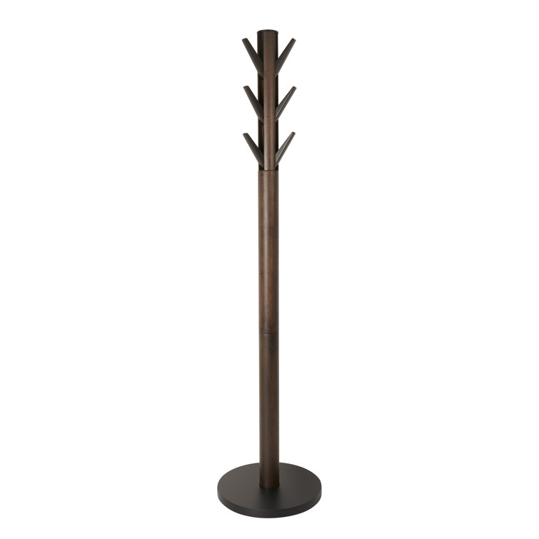 Flapper Sleek Black/Walnut 9-Hook Freestanding Coat Rack