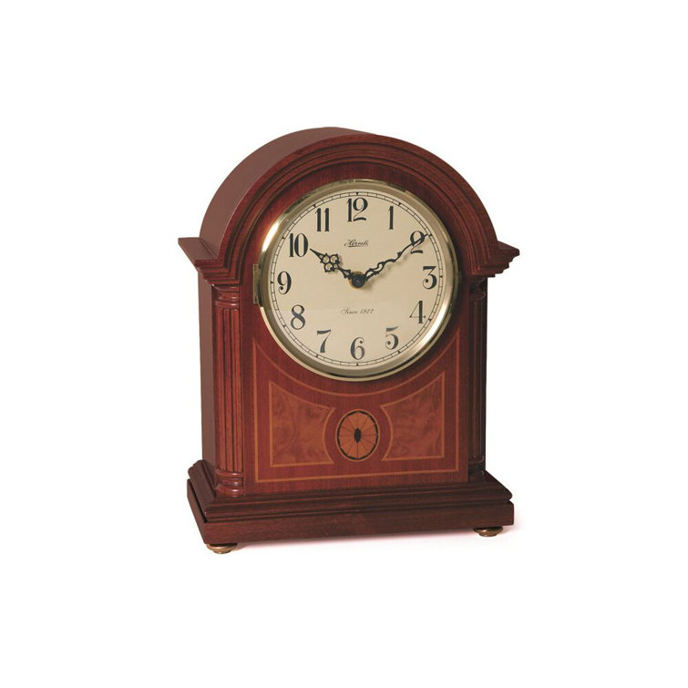 Hermle Mahogany Mechanical Tabletop Clock with Quartz Movement