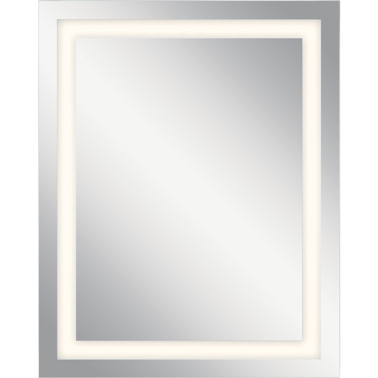 Rectangular Silver LED Mirror with Frosted Edge