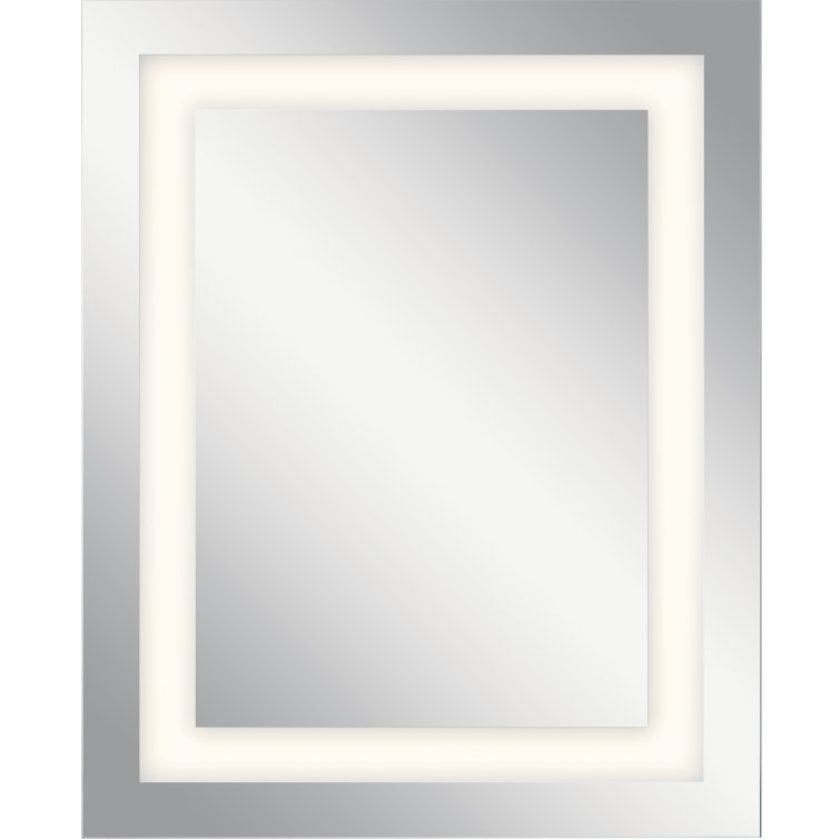 Sleek Silver 32"x40" Rectangular LED Bathroom Mirror with Frosted Edge