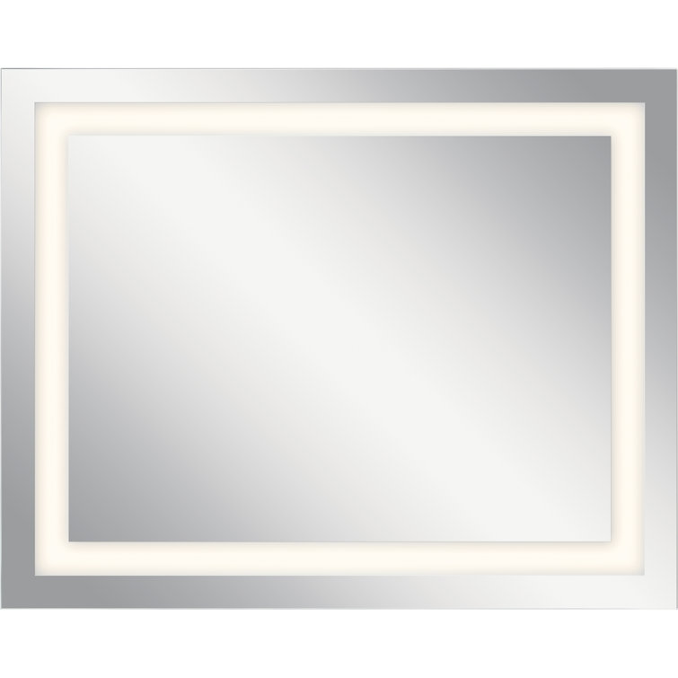 Rectangular Silver LED Mirror with Frosted Edge