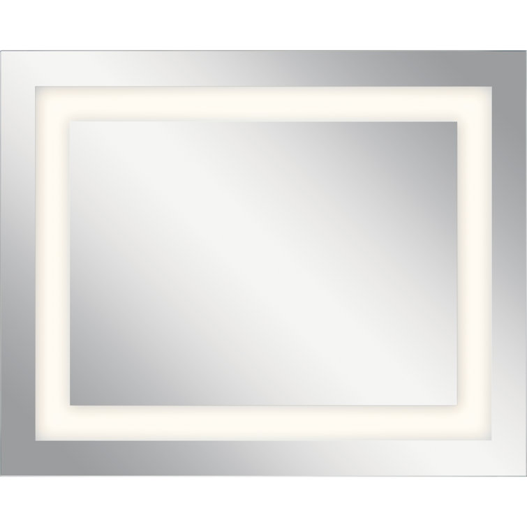 Sleek Silver 32"x40" Rectangular LED Bathroom Mirror with Frosted Edge