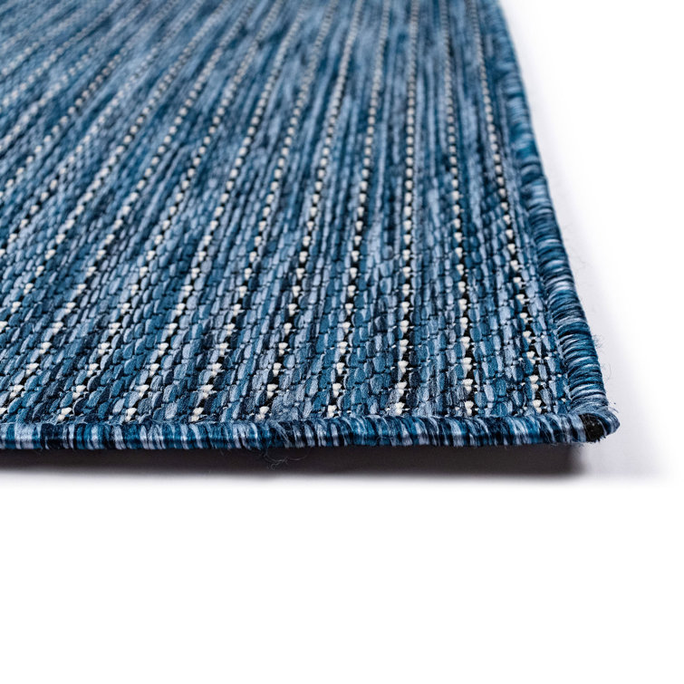 Navy Blue Synthetic Flat Woven Indoor/Outdoor Area Rug