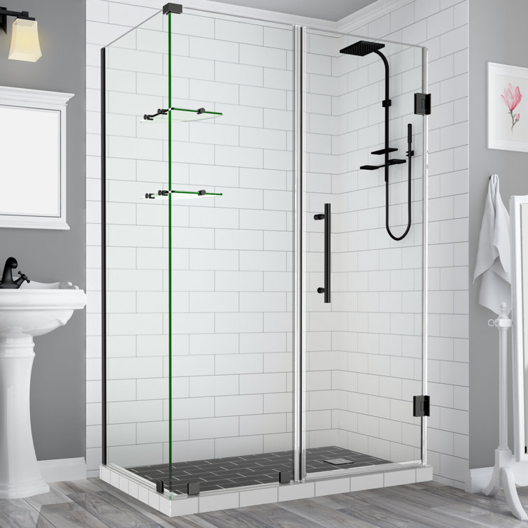 Bromley GS Frameless Clear Glass Black Hinged Shower Enclosure