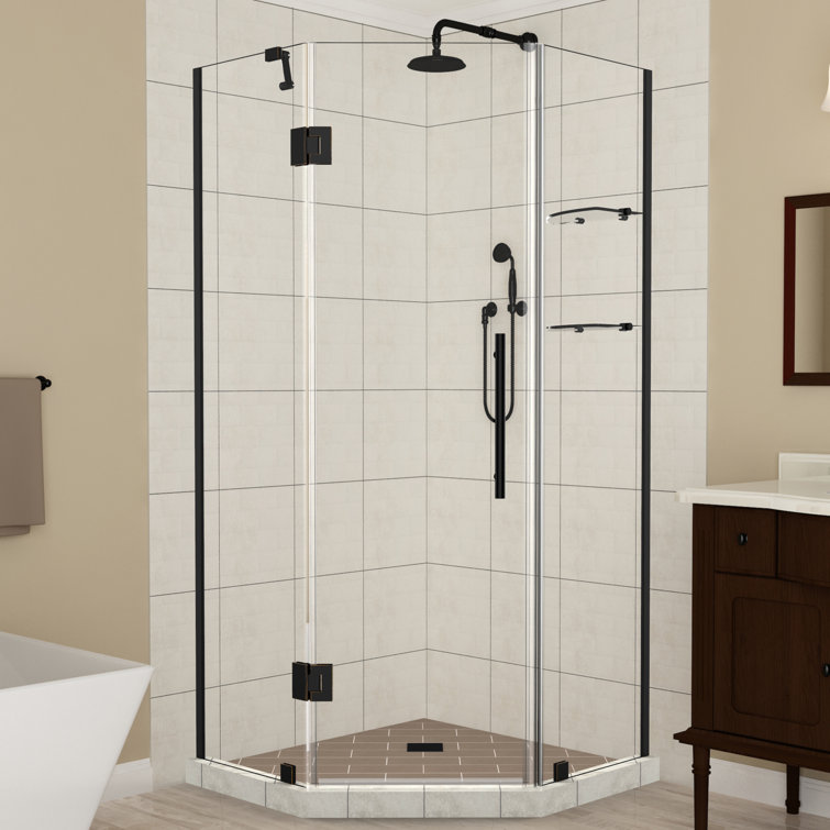 Merrick GS 34" x 72" Matte Black Frameless Neo-Angle Shower Enclosure