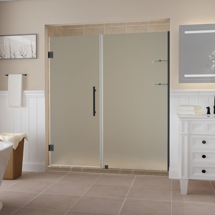 Belmore 63" x 72" Frosted Glass Frameless Hinged Shower Door