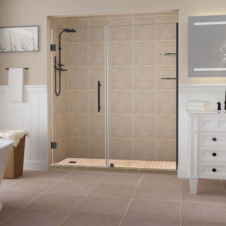 Belmore 65.25" Frameless Chrome Pivot Shower Door