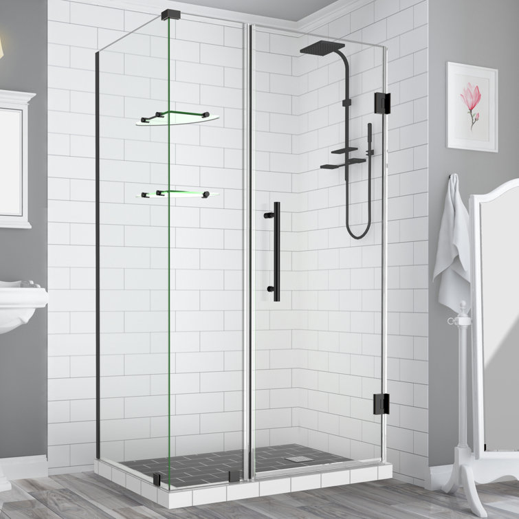 Bromley GS Frameless Matte Black Hinged Corner Shower Enclosure