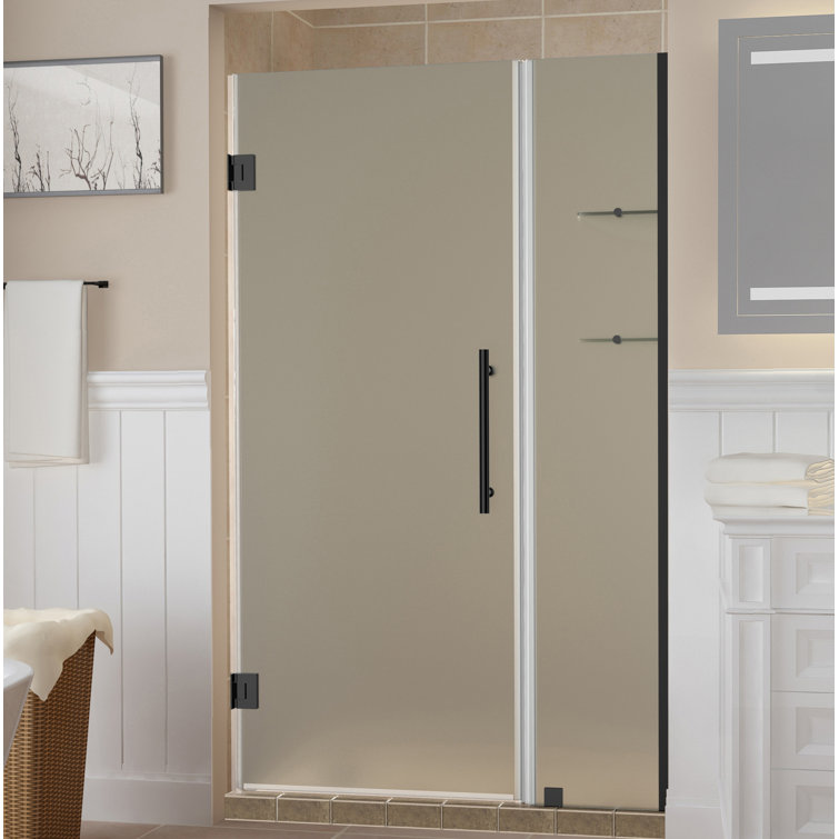 Belmore GS 72" Frosted Glass Frameless Hinged Shower Door with Chrome Hardware
