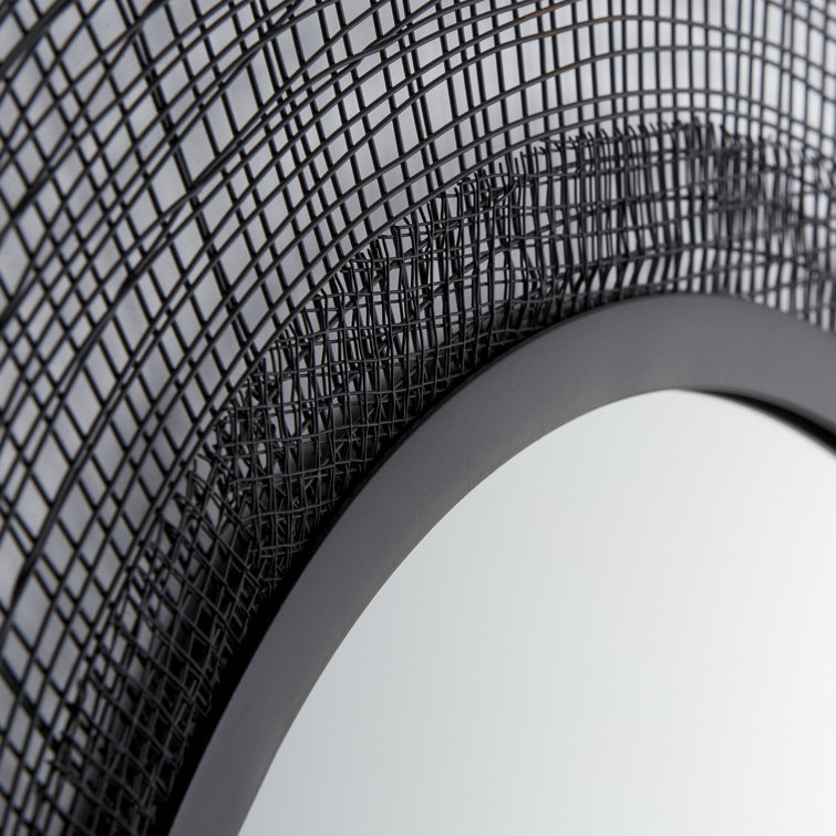Graphite Round Contemporary Metal Wall Mirror