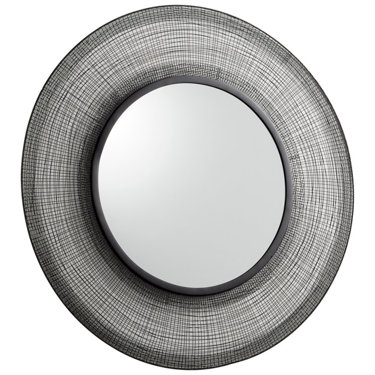 Graphite Round Contemporary Metal Wall Mirror