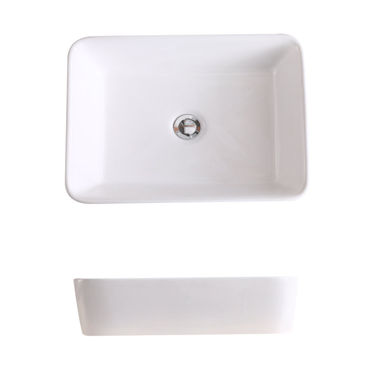 White 18.75" Rectangular Ceramic Vessel Sink