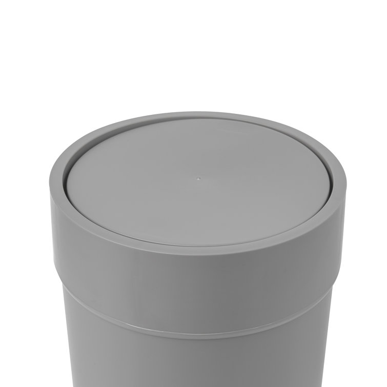 Sleek Touch 1.6 Gallon Gray Plastic Waste Bin with Swing Lid