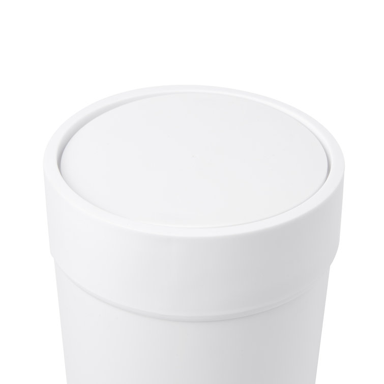 Sleek 1.6 Gallon White Plastic Swing-Top Waste Bin