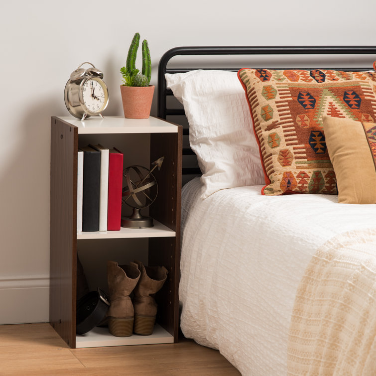 Walnut Brown Adjustable 2-Tier Bookshelf for Space Saving