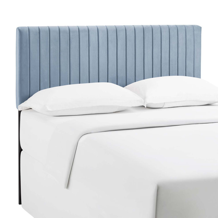 Light Blue Velvet Upholstered Full/Queen Tufted Headboard
