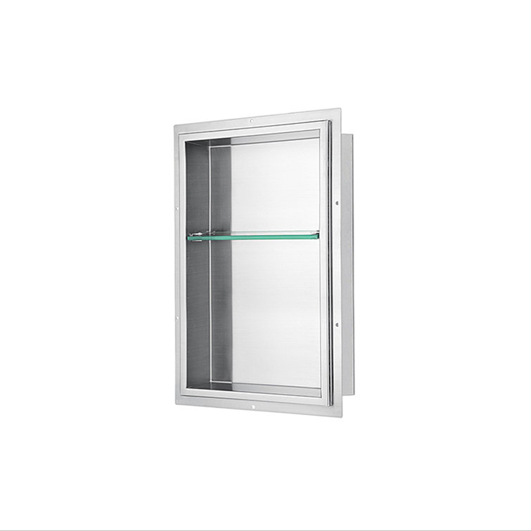 Stainless Steel Shower Niche with Glass Shelf